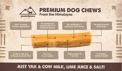 peaksNpaws Himalayan Dog Chews, High Protein Yak Cheese, Lactose Free, Natural Pet Treat, Long Lasting Chew Stick for Aggressive Chewers Under 15 lbs, 10 Small Sticks, 100% Eco-Friendly Packaging
