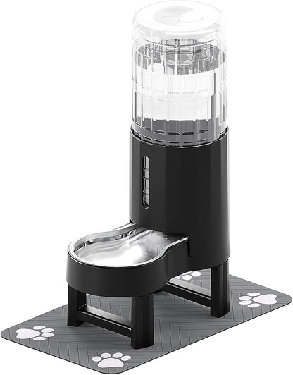CZPET Elevated Dog Water Bowl Dispenser with Mat for Large Dogs,Tall Raised Pet Waterer Stand,Relieve Neck Pressure,Large Capacity and Drinking Area Noise-Free for Pets Dogs (9.5L+Stand+Mat,Black)