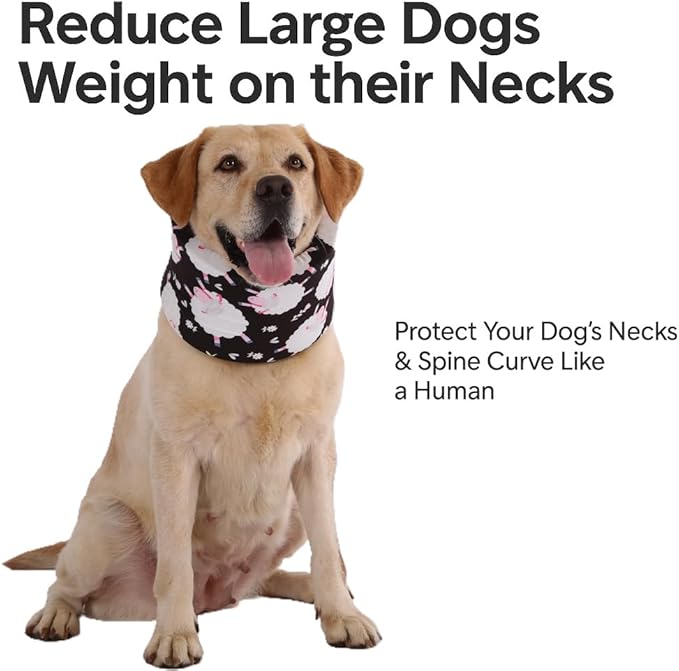 LovinPet Dog Recovery Collar, Adjustable Soft Cone for Medium & Large Dogs, Post-Surgery Comfort & Lick Prevention, Sheep Print,Black