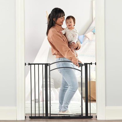 Regalo Safety 29.5–37” Clear Walk Through Baby Gate for Doorways & Bottom of Stairs, Pressure Mounted Baby Gate with Door for Toddlers & Pets, Tested & Trusted, American Designed, Family Owned