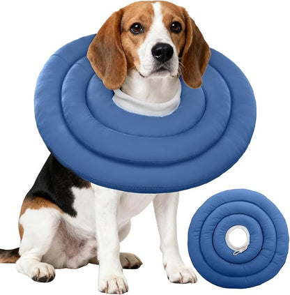 IDOMIK Dog Recovery Collar, Waterproof Soft Dog Cone After Surgery, Comfy Protective Elizabethan Collar Alternative for Dogs Cats, Adjustable Pet Neck Donut Cone Anti-Licking Biting Wounds,Navy,XL