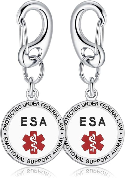 Service Dog Tag/ESA Animal Tag - Double Sided with Federal Protection & Red Medical Alert Symbol| Easily Attach to Collar, Harness, Vest | Service Dog Identification Tag