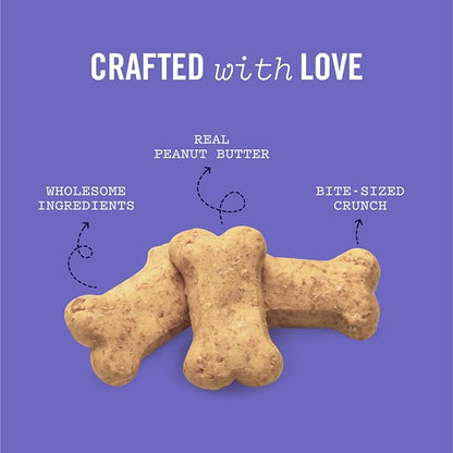 Three Dog Bakery Itty Bitty Bones Peanut Butter Dog Treats, 32oz - Crunchy Bones for Dog Training Treats, Real Peanut Butter Puppy Training Treats, Dog Bakery Treats