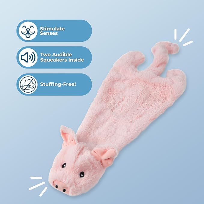 Best Pet Supplies Squeaky Dog Toys with Soft Durable Fabric for Small, Medium and Large Pets Interactive Toy for Indoor Play, Supports Active Biting and Play - Pig, Large