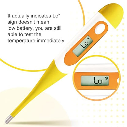 Easy@Home Digital Oral Thermometer for Fever Adults: Rectal, Underarm & Mouth, Accurate & Fast, Body Medical Temperature Thermometer for Baby Kids & Adult, EMT-021N-Yellow