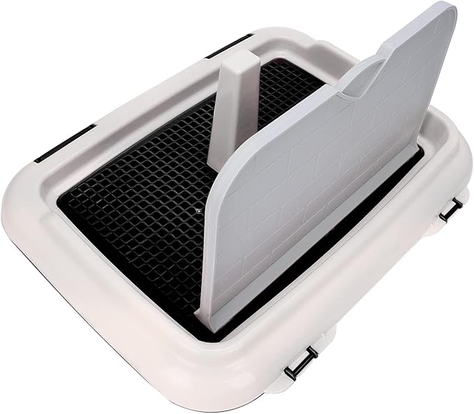 HUIOP Dog Toilet, Prevent Torn Nappy Pads, Ideal for Small Dogs, Simulated Wall Design, Suitable for Male, Keep Feet Dry, 1L Urine Absorption Busy Owners Pet Toilet (Black)