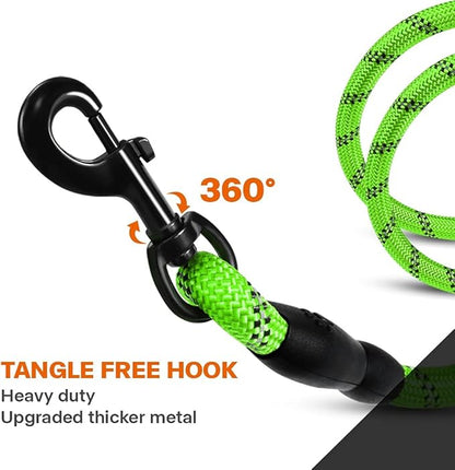 Taglory Rope Dog Leash 6 FT with Comfortable Padded Handle, Highly Reflective Threads Leash and Anti-Tangle Clip for Walking Small Dogs, 3/8 inch, Green