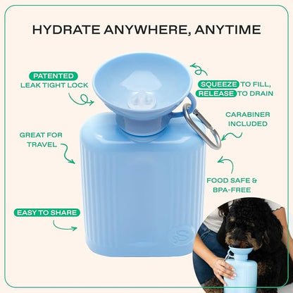 Springer Dog Water Bottle | Portable Travel Water Bottle Dispenser For Dogs - As Seen on Shark Tank | Patented, Leak-Proof Bottles Fill Bowl With Water - Ideal for Walking | BPA-Free 44oz Blue