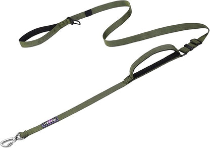 Hotsky Double Handle Dog Leash for Large Medium and Small Breed Dogs that Pull,Adjustable Nylon Heavy Duty Dog Leash with Car Seat Belt for Walking and Training,ArmyGreen,4.5-6 FT