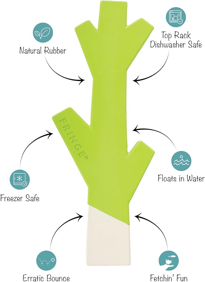 Fringe Studio Stick with ME Lime/White Rubber Dog Toy, Pet Shop Collection (518034) (Pack of 2)