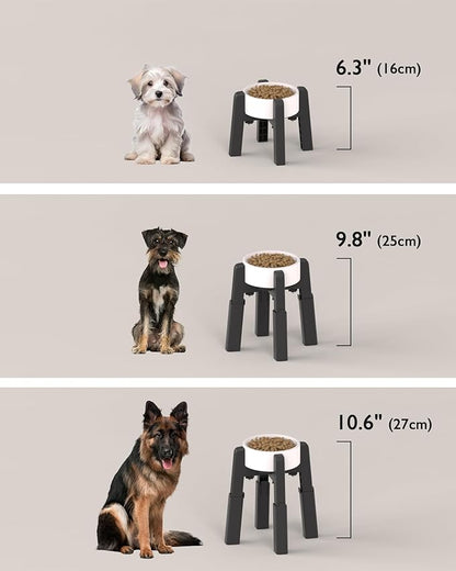 CZPET Dog Bowl Stand with Adjustable Height and Width [2 Pack, Stand Only], Elevated Pet Water & Food Bowl for Medium and Large Pets, Stable and Anti-Slip Raised Bowl