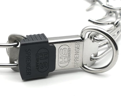 Herm Sprenger Stainless Steel Prong Dog Collar with ClicLock Buckle - for Small Medium Large Dogs – Ultra-Plus Training Pinch Collar with Quick Release - Made in Germany (23in (58cm) x 3.2mm)
