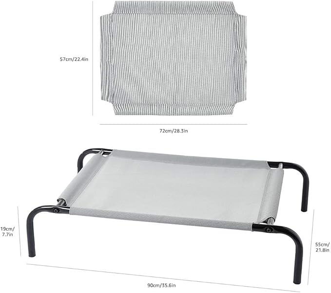 Amazon Basics Cooling Breathable Elevated Dog Bed with Metal Frame for Small Dogs, 36" x 22" x 7.5", Grey