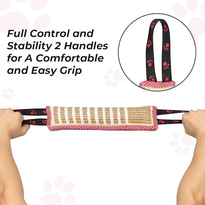 DGSL Dog Tug Toy, Tug of War Dog Toy Jute Bite Pillow with 2 Handles for Puppy Training Interactive Play, Fetch, K9 Suitable for Small Medium Large Dogs (Pink)