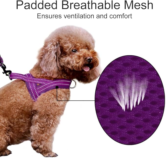 Plutus Pet No Pull Dog Harness with Breathable Mesh Padded, Adjustable Reflective Escape Proof Dog Harness, Quick Fit Dog Vest Harness for Small Medium Large Dogs(XS, Purple)
