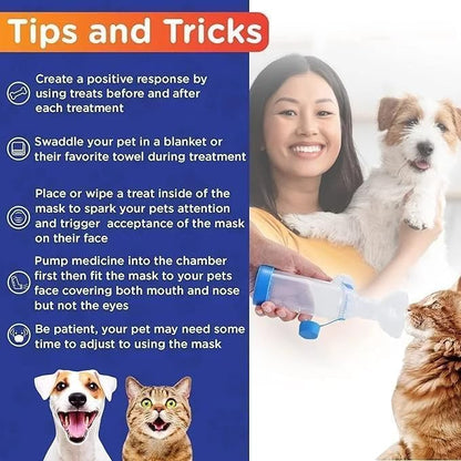 Pet Inhaler Spacer with Face Mask, Handheld Aerochamber for Pets, Cat Inhaler Spacer with Comfortable Mask, Aero Chamber (for Cats)