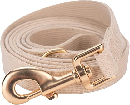 Soft Cotton Dog Leash, 5 Ft Heavy Duty Corduroy Dog Leashes with Gold Metal Hook for Small Medium Large Dogs,Small,White
