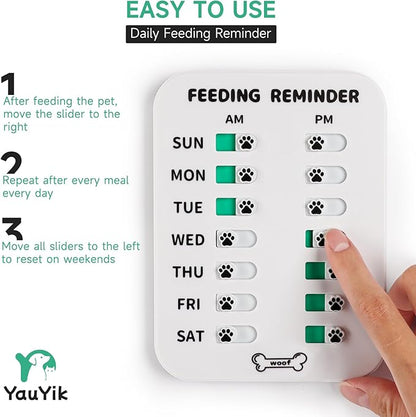 YAUYIK Dog Feeding Reminder, Magnetic Reminder Sticker, AM/PM Daily Indication Chart Feed Your Pets, Fridge Magnets and Double Sided Tape, Helps You to Track Pet Feeding & Medication (White)