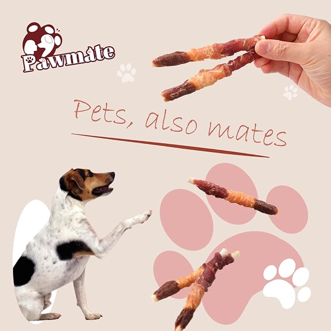 Pawmate Multi-Flavor Dog Treats Beef Liver, Chicken, and Duck Wrapped Rawhide Sticks, High Protein Grain Free Long Lasting Dog Jerky Chews for Small Medium Large Dogs, 10.6 oz