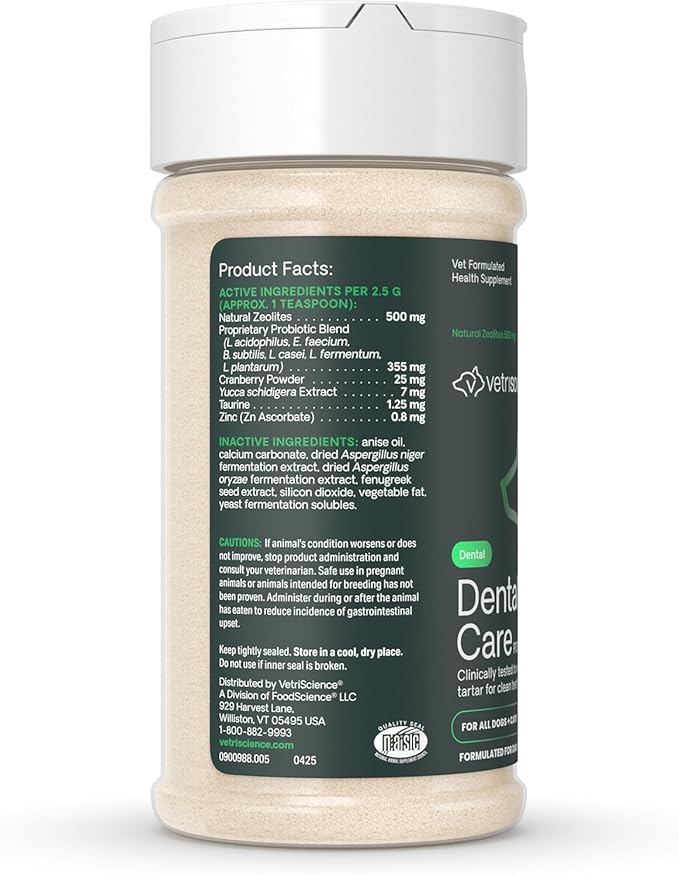 VetriScience Healthy Mouth Dog Dental Powder, 2 Pack – Helps Reduce Plaque & Tartar Buildup, Support Clean Teeth & Fresh Breath, Vet-Formulated Oral Care Powder for Dogs & Cats, 2 x 4.2 oz