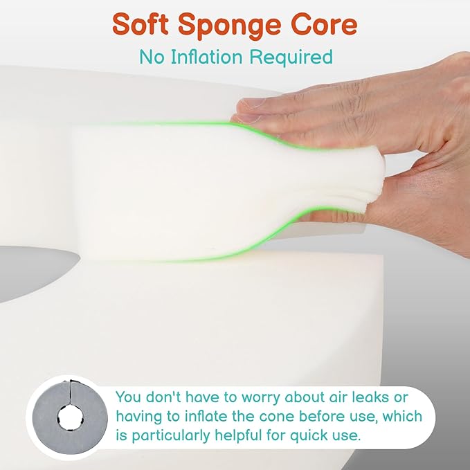 Sponge Dog Cone After Surgery, No Inflation Required Dog Donut Collar to Stop Licking, Inflatable Cone Alternatives for Medium Pets, Soft Recovery Collar with Protective Shield (Grey, S)