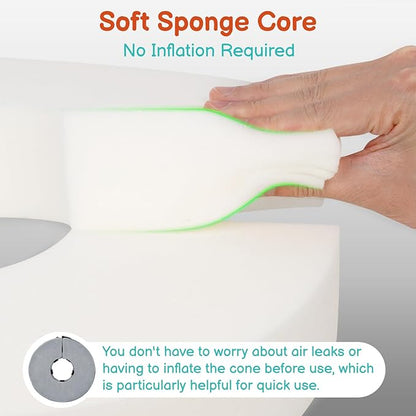 Sponge Dog Cone After Surgery, No Inflation Required Dog Donut Collar to Stop Licking, Inflatable Cone Alternatives for Medium Pets, Soft Recovery Collar with Protective Shield (Grey, S)