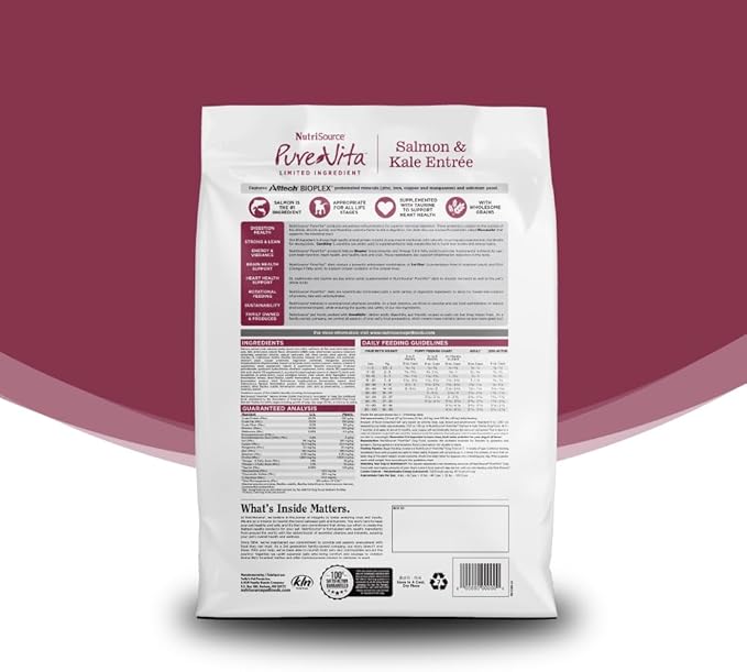 NutriSource Pure Vita Salmon & Kale Dog Food, 12LB