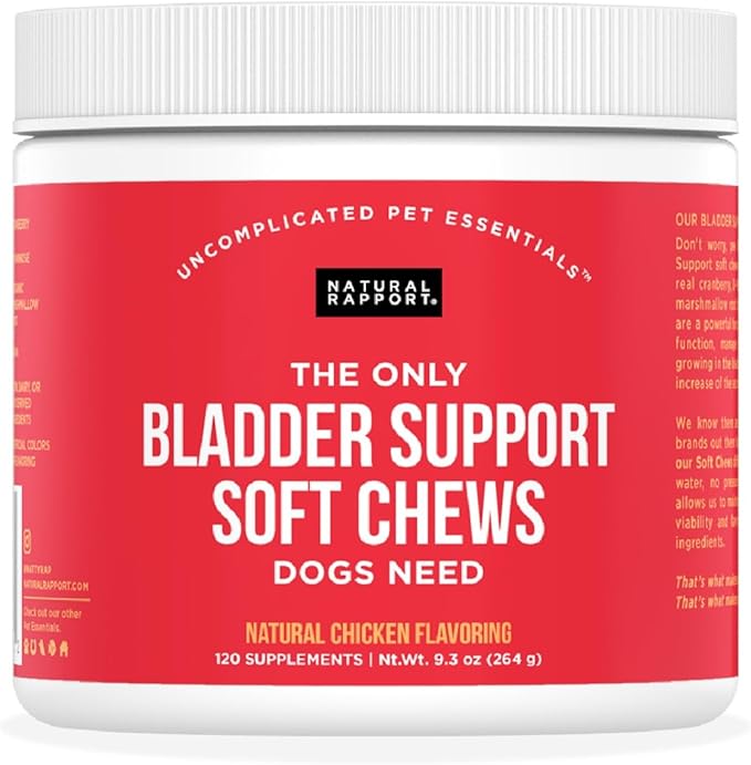 Natural Rapport Dog Bladder Support - The Only Bladder Support Chews Dogs Need - 120ct Supplements that Contain Cranberry and D- Mannose to Aid in Kidney Function