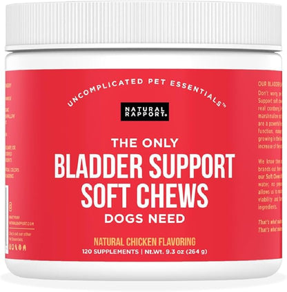 Natural Rapport Dog Bladder Support - The Only Bladder Support Chews Dogs Need - 120ct Supplements that Contain Cranberry and D- Mannose to Aid in Kidney Function