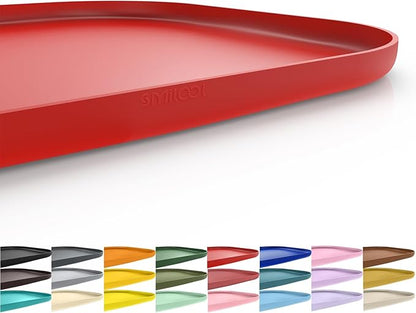 SMILOOL Silicone Pet Feeding Mat with Raised Edge for Food and Water, Dog Bowl Mats, Cat Bowls Placemat with High Lip for Floor Waterproof, Rubber Tray for Cats and Dogs 19 x 12 x0.7 Red