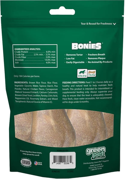 Bonies Natural Breath and Dental Formula Large-Sized Single Bone - All-Natural Ingredients, Fresh Breath, Cleans Teeth, Low Calories, Chicken Flavor, [Large Dogs], 5 Bones