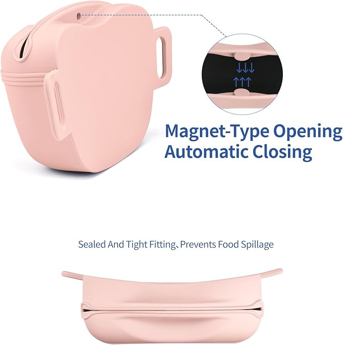 AUDWUD Magnetic Silicone Dog Treat Pouch with Adjustable Waist Belt Dog Training Bag for Small Medium Large Dogs Hands Free, Easy to Clean and Dishwasher Safe