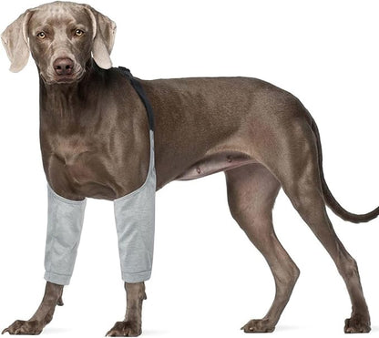 ROZKITCH Dog Surgery Leg Sleeve for Front Legs, Adjustable Pet Prevent Licking Wound Elbow Knee Protector, Dog Leg Sleeve to Stop Licking Cone Collar Alternative for Sprain ACL CCL Arthritis Grey 2XL