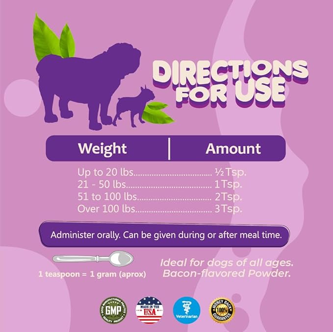 Probiotics for Dogs & Puppies–Extra Strength 9 Species, 5 Billion CFU per Scoop of Powder Digestive Enzymes for Dogs. Gut Fiber & Allergy Relief