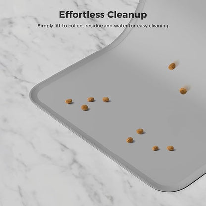 Silicone Pet Food Mat Waterproof - BPA Free Non-Slip Dog Feeding Mat with High Raised Edges - Spill-Proof Placemats for Cats and Dogs Food and Water Bowls 18.5"x11.5"
