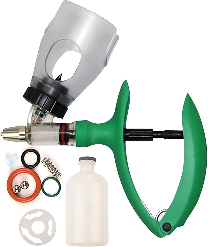 Livestock Syringe Gun Injector, Bottle Adjustable Poultry Continuous Syringes, Reusable Veterinary Precision injection Gun(E,10ML)