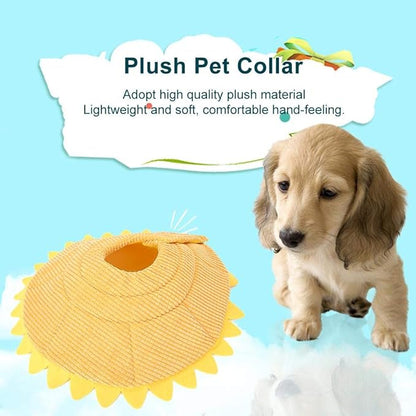 Soft Recovery Cone for Cats & Dogs, Cute Sunflower Elizabethan Collar After Surgery Plush Protective Neck Donut for Wound Healing Adjustable (L)