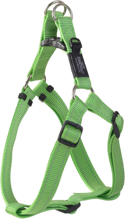Reflective Adjustable Dog Step in Harness for Medium Dogs; matching collar and leash available, Green