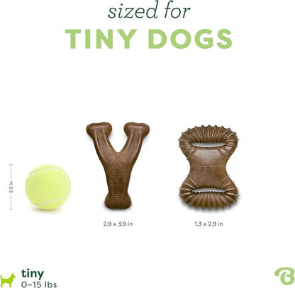 Benebone Tiny 2-Pack Dog Chew Toys, Made in USA, Real Bacon Flavor