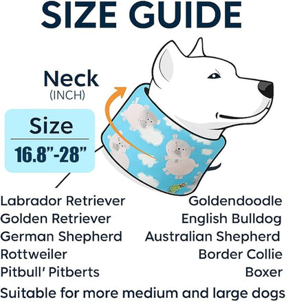 LovinPet Dog Recovery Collar, Adjustable Soft Cone for Medium & Large Dogs, Post-Surgery Comfort & Lick Prevention, Hippos Zoo Print, Blue