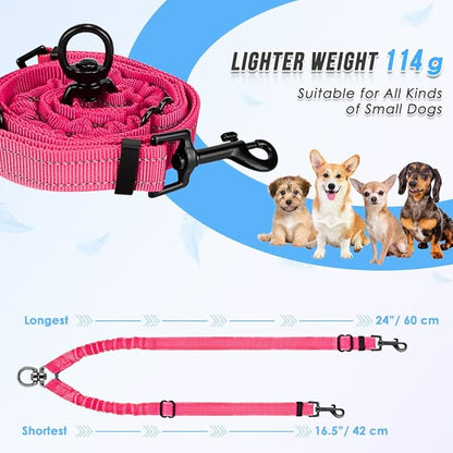 AUTOWT Double Dog Leash, No Tangle 360°Swivel Rotation Reflective Lead Attachment Adjustable Length Dual Two Dogs Lead Splitter, Comfortable Shock Absorbing Walking Training for 2 Dogs