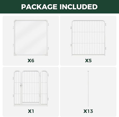 FXW AuraSpace Pro Acrylic & Wire Mesh Indoor Dog Playpen, 24" Height 12 Panels Metal Dog Pen for Puppies & Small Dogs, White│Patented