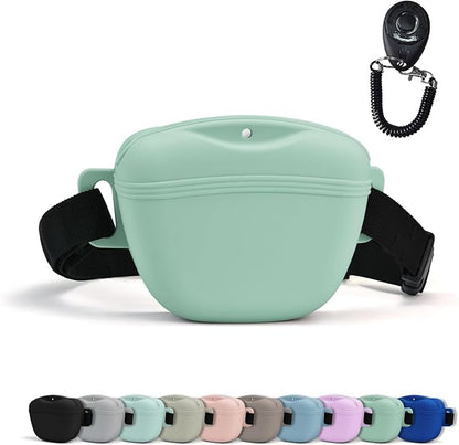 AUDWUD Magnetic Silicone Dog Treat Pouch with Adjustable Waist Belt Dog Training Bag for Small Medium Large Dogs Hands Free, Easy to Clean and Dishwasher Safe