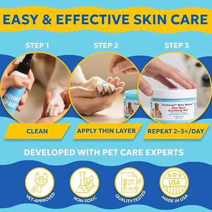 Forticept Blue Butter – Hot Spot Treatment for Dogs Cats | Dog Cat Wound Care | Skin Yeast Infections, Ringworm, Cuts, Rashes, First Aid Veterinary Strength Anti Itch Cream 4oz