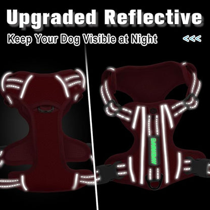 BARKBAY Dog Harness No Pull with ID Tag Pocket - Heavy Duty, Reflective, Easy Control for Large Dogs(Red,XL)