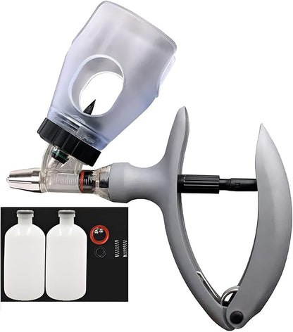 Livestock Syringe Gun Injector, Bottle Adjustable Poultry Continuous Syringes, Reusable Veterinary Precision injection Gun(B,10ML)