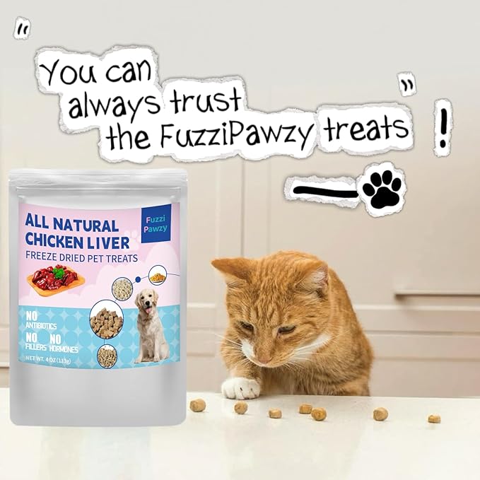 Freeze Dried Chicken Liver Healthy Training Treats Toppers for Pets, Single Fresh Raw Ingredient, Organic, Pure Balance, Natural, Grain Gluten Filler Free, Snacks, Dogs Cats (4oz)