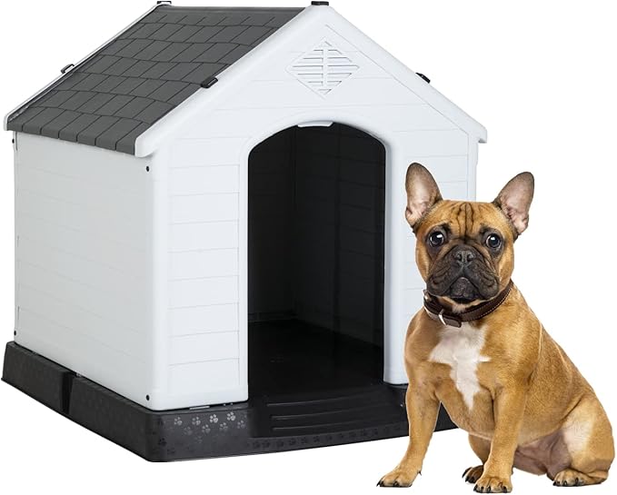 BestPet Dog House Indoor Outdoor Insulated Kennel Durable Plastic Dog House for Small Medium Large Dogs Weather & Water Resistant Pet Crate with Air Vents and Elevated Floor