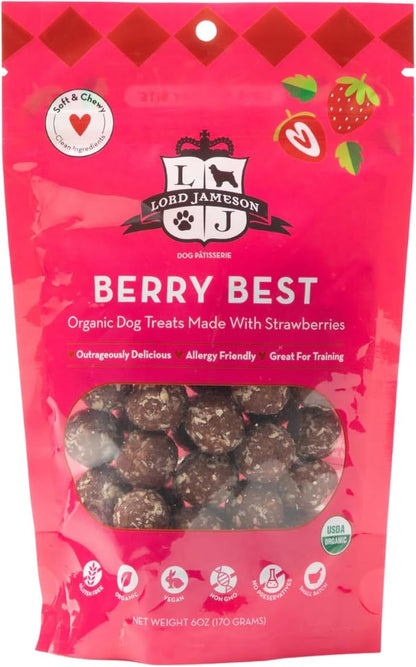 Lord Jameson Blue Bliss and Berry Best Bundle – Organic Soft & Chewy Dog Treats, Allergy Safe Dog Treats for Training & Snacking, Gluten Free & Plant-Based, Made in USA