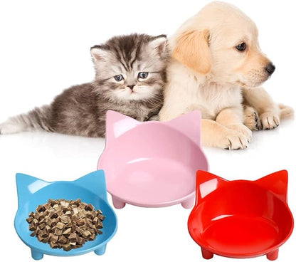 Skrtuan Set of Cat and Dog Bowls - Non Slip, Shallow Food and Water Bowls for Pets (Cats, Dogs, Rabbits, Puppies), Safe Food - Grade to Relieve Whisker Fatigue
